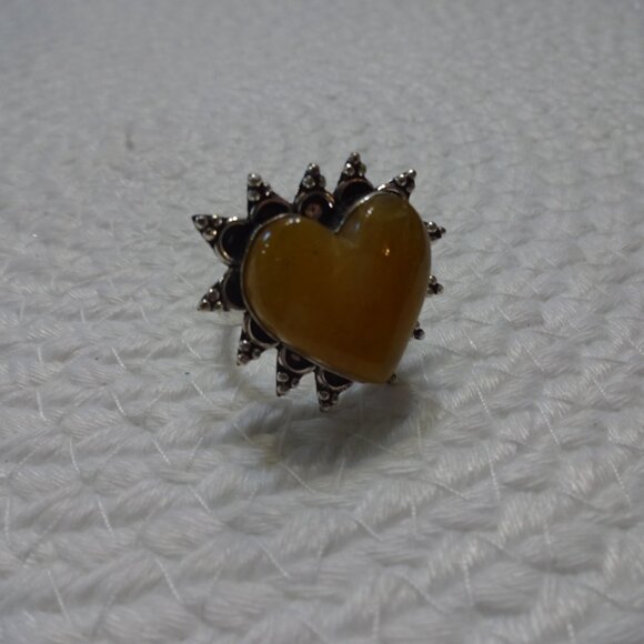 Unique YELLOW AGATE Handmade Sterling 925 Ring Size 9.25 #758C - Picture 3 of 3